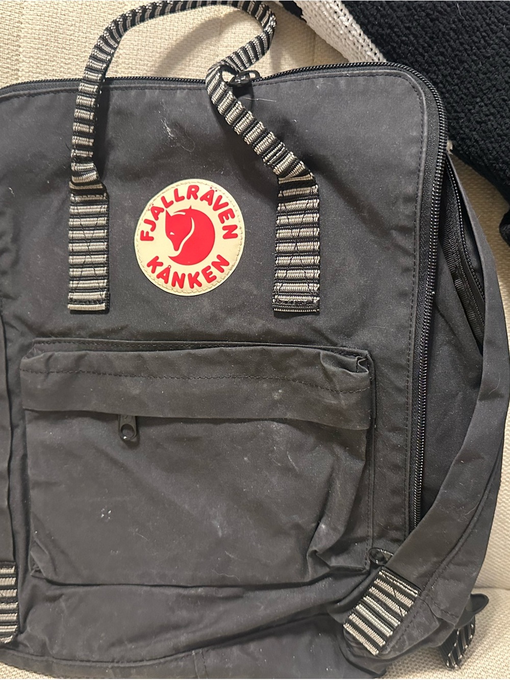 Fjallraven Kanken Black Backpack with Red Logo